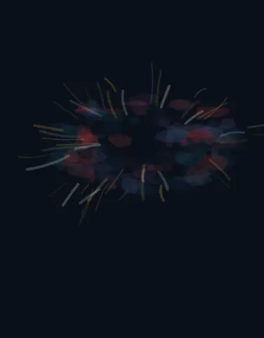 Orchard with Teeth: cumulative painting state 1 of 4; Orchard with Teeth answers the prompt through lure/barb organism.