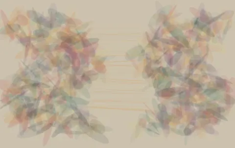 The Middle Is Missing: cumulative painting state 3 of 4; The Middle Is Missing answers the prompt through distributed counterform.