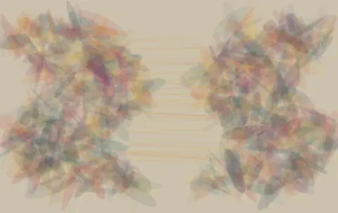The Middle Is Missing: cumulative painting state 4 of 4; The Middle Is Missing answers the prompt through distributed counterform.