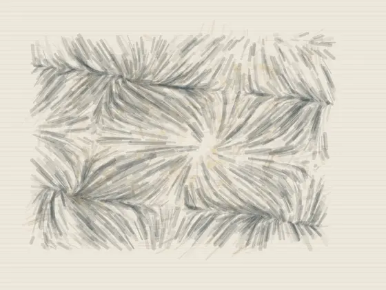What Holds When Weather Enters: cumulative painting state 2 of 4; What Holds When Weather Enters answers an open prompt through load-bearing weave, authored as an independent causal raster system.