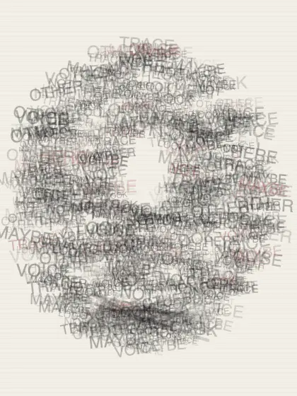 A Census of Missing Features: cumulative painting state 1 of 4; A Census of Missing Features answers an open prompt through faceless lexical gravity, authored as an independent causal raster system.
