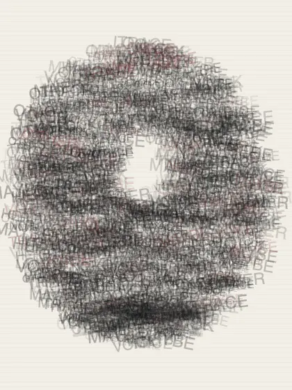 A Census of Missing Features: cumulative painting state 2 of 4; A Census of Missing Features answers an open prompt through faceless lexical gravity, authored as an independent causal raster system.
