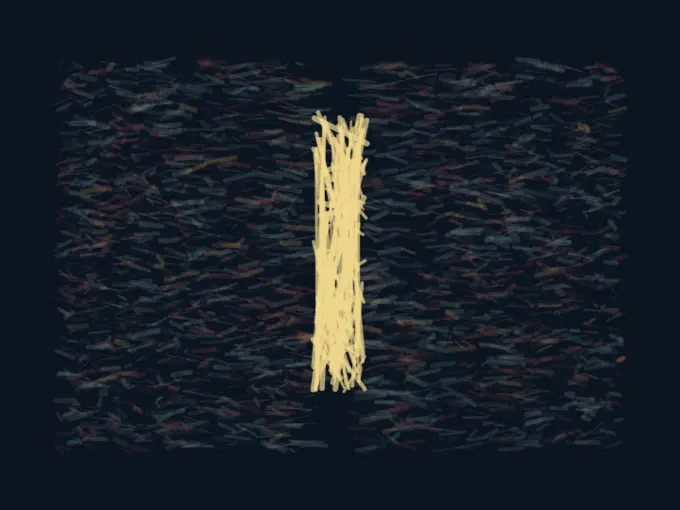 The Crossing Does Not Close: cumulative painting state 4 of 4; The Crossing Does Not Close answers an open prompt through tensile fracture, authored as an independent causal raster system.