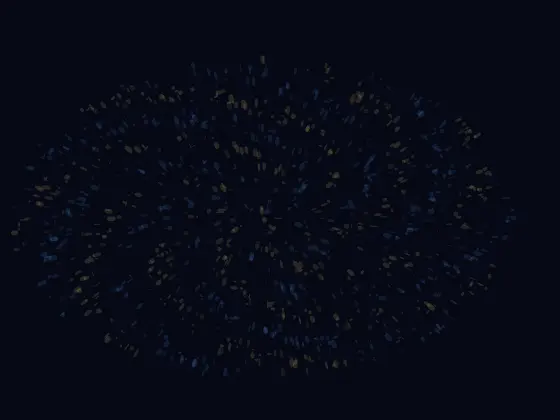 Night Learns It Has Depth: cumulative painting state 1 of 4; Night Learns It Has Depth answers an open prompt through luminous interference, authored as an independent causal raster system.