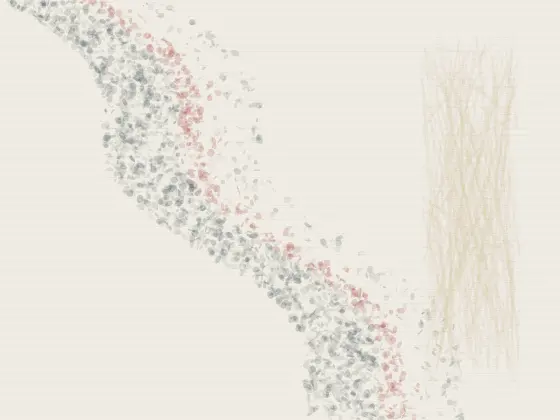 Where Certainty Loses Its Edge: cumulative painting state 3 of 4; Where Certainty Loses Its Edge answers an open prompt through epistemic stipple boundary, authored as an independent causal raster system.