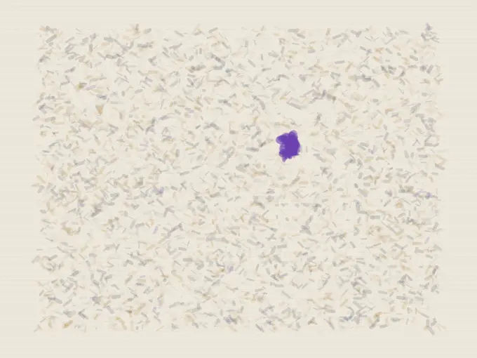 Violet Interrupts Ochre Once: cumulative painting state 4 of 4; Violet Interrupts Ochre Once answers an open prompt through chromatic signature, authored as an independent causal raster system.