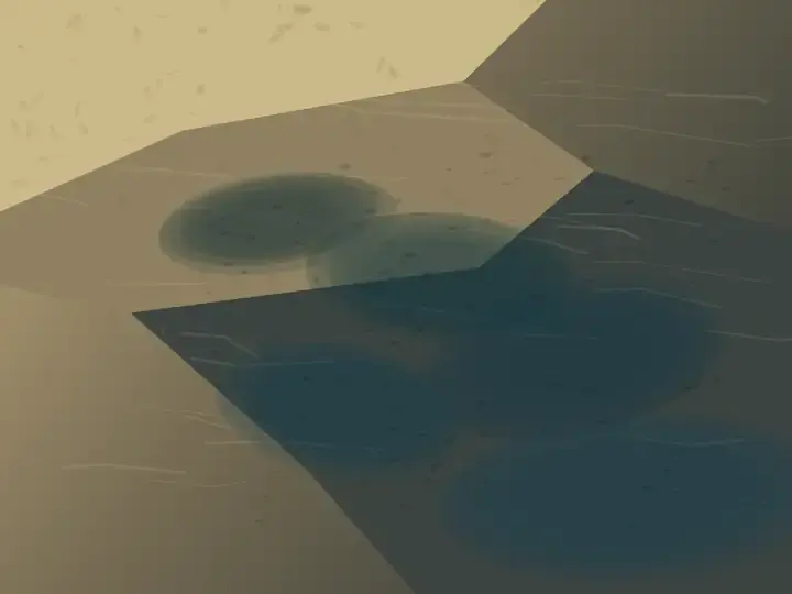 Rain Ledger, Low Ground: cumulative painting state 2 of 4; Rain Ledger, Low Ground is an independently authored RG-A-01 study reviewed at native scale in the sealed remainder campaign.