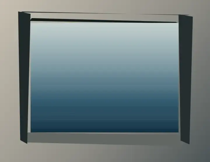 The Sill Takes Water: cumulative painting state 2 of 4; A dark-framed window admits a layered sea across its lower sill, where translucent pooling becomes runoff.