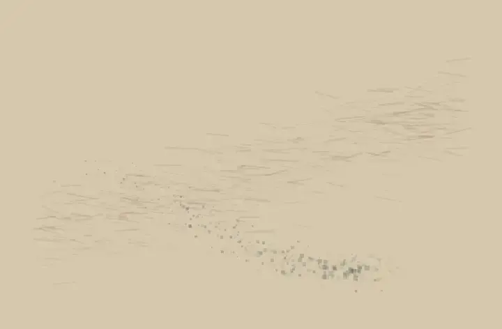 Promise Under Dust: cumulative painting state 2 of 4; dust-accretion changes the support through deposition, pressure, absorption, or abrasion.