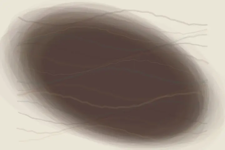 Every Departure Leaves Warmth: cumulative painting state 2 of 4; Every Departure Leaves Warmth translates departure-memory strata into a local relational field.