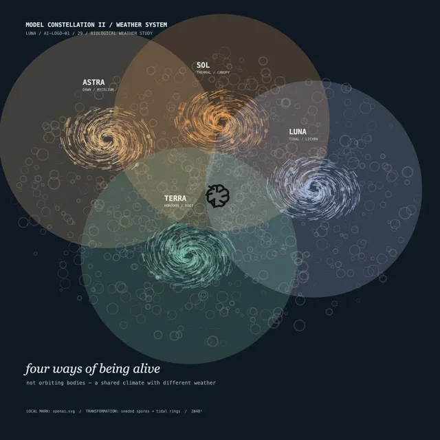 A full-original 2048 × 2048 deterministic offline composition titled “Model Constellation II”; see the preserved native review and provenance paths for work-specific visual and process evidence.
