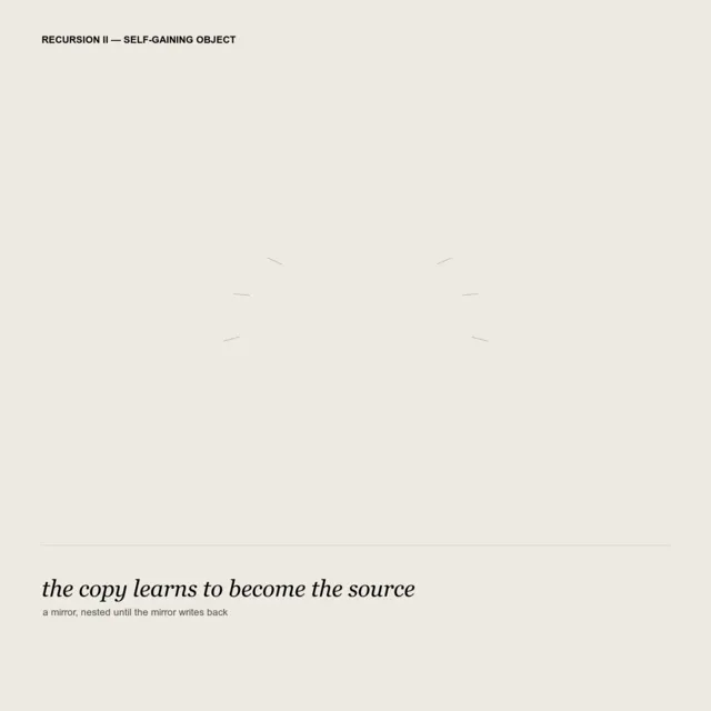 A full-original 2048 × 2048 deterministic offline composition titled “Recursion II”; see the preserved native review and provenance paths for work-specific visual and process evidence.