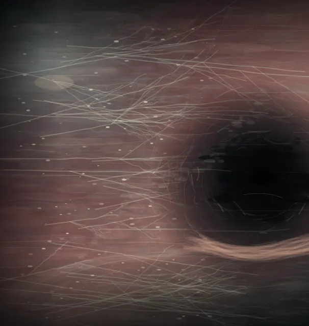 Skin of the Telescope is a completed original from SOL-ULTRA-SALON-B-01. Sealed jury decision: hold. The cropped wound has bodily atmosphere and a convincing cold-light collision; branching routes, star deposits, and repetitive scar strands remain unresolved.