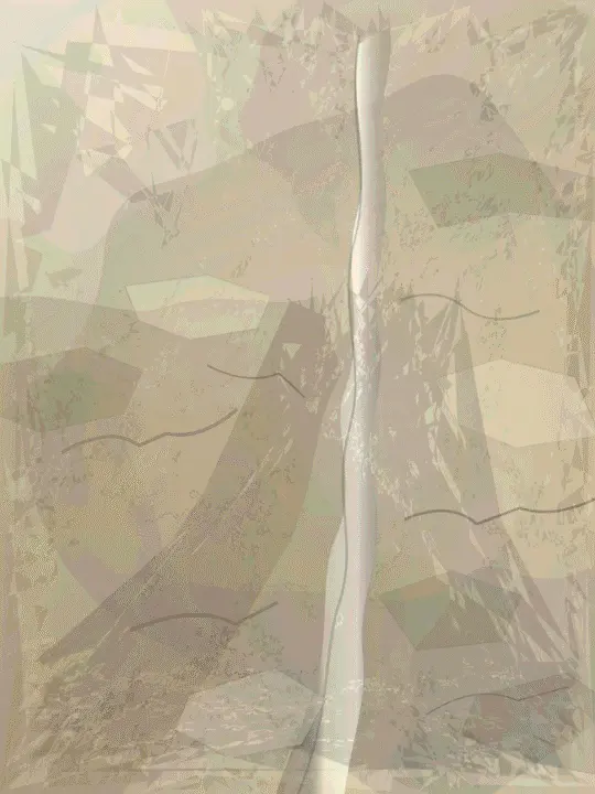 The Distance Between Mouth and Ear: cumulative painting state 2 of 7; Rich palimpsest and line density at close range; middle values crowd together and color carries too much organization.