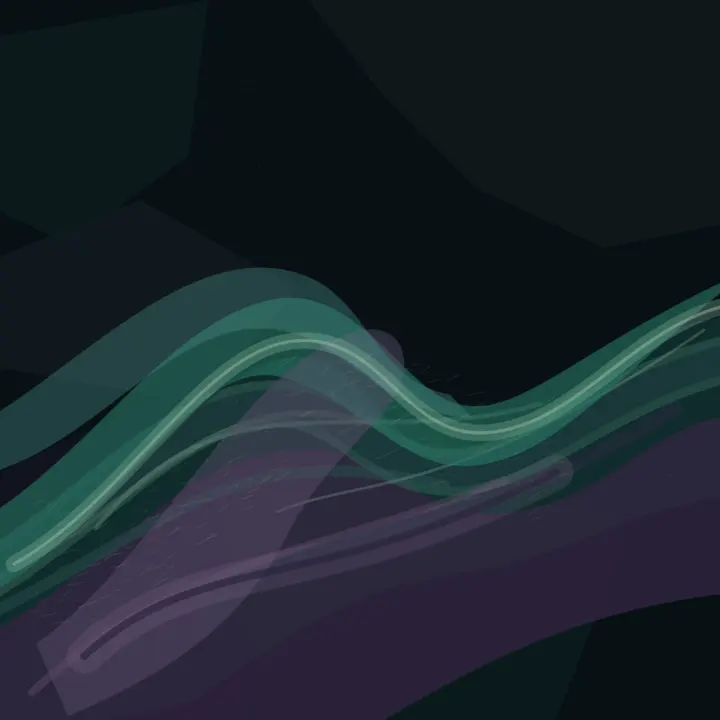 The Passage Remembers Pressure: cumulative painting state 3 of 5; Dark turbulent field has a scale route, but color separation collapses and the result becomes generic software-native abstraction.