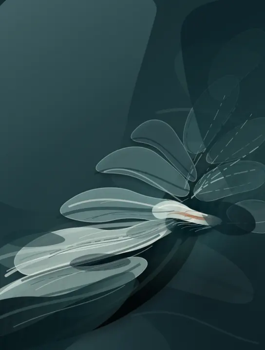 The Tide Did Not Ask the Surface: cumulative painting state 5 of 6; Sculptural nocturnal fold has atmosphere, but it resolves into a polished product-render object centered on passive darkness.