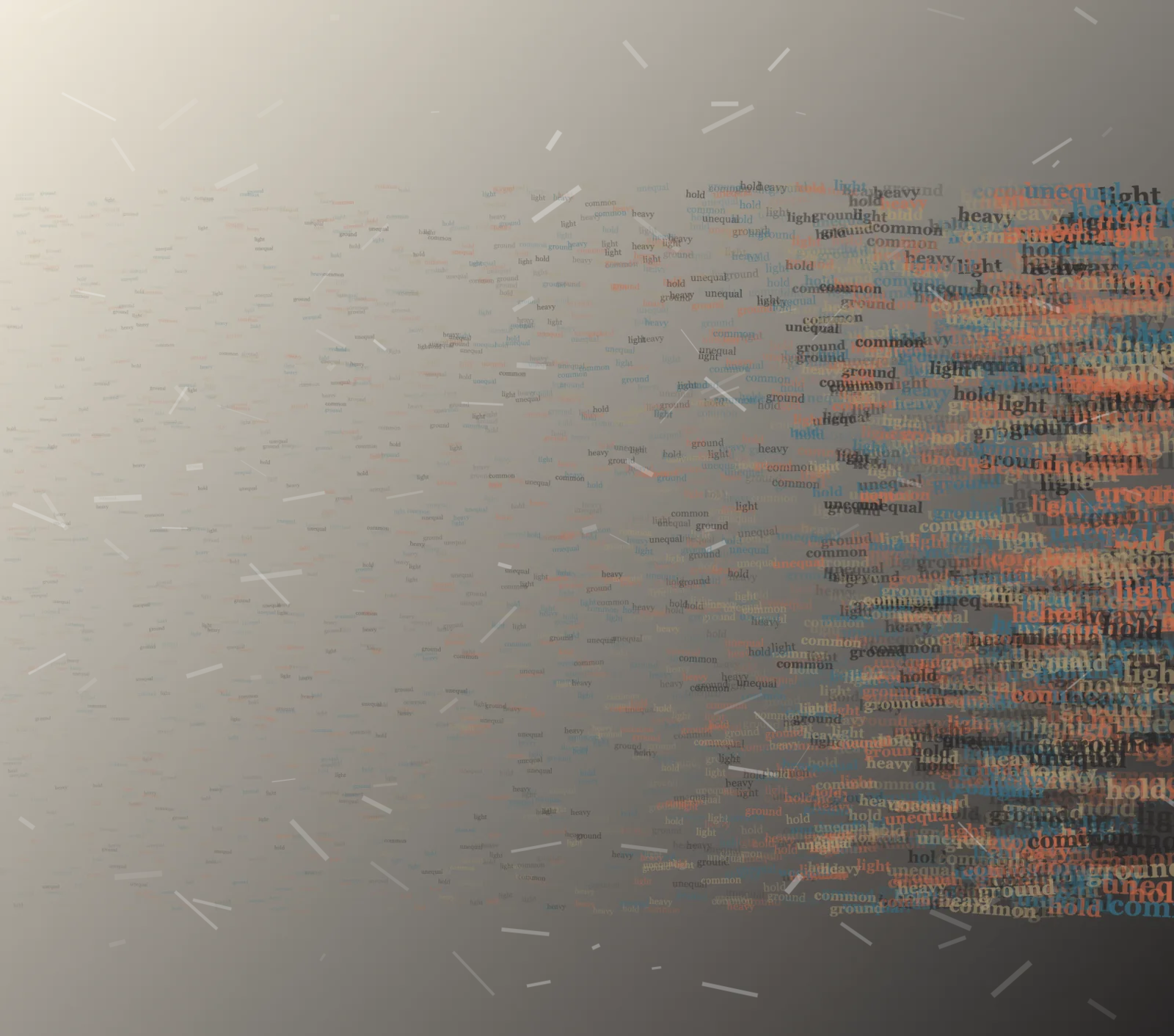 Unequal Common Ground uses weighted baseline geology so small meaningful words carry the image's pressure and open intervals.