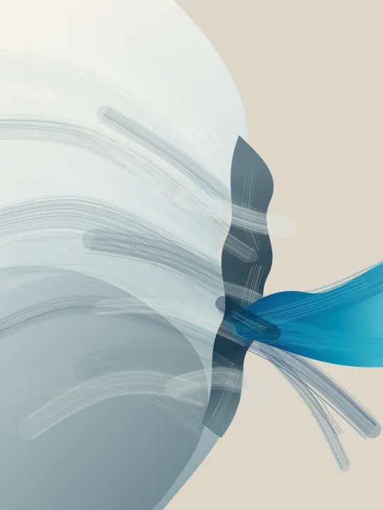 What the Falling Air Left Behind: cumulative painting state 4 of 9; Tasteful pale fan and cyan projection reduce to a corporate swoosh at contact and native scales.