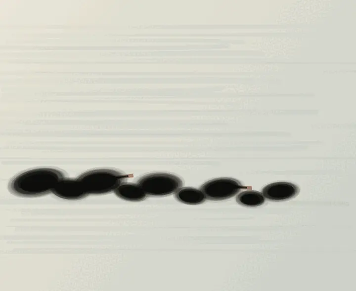 The Tide Leaves One Chain: cumulative painting state 2 of 4; The Tide Leaves One Chain interprets wake through tidal remnant chain as an independently authored causal raster.