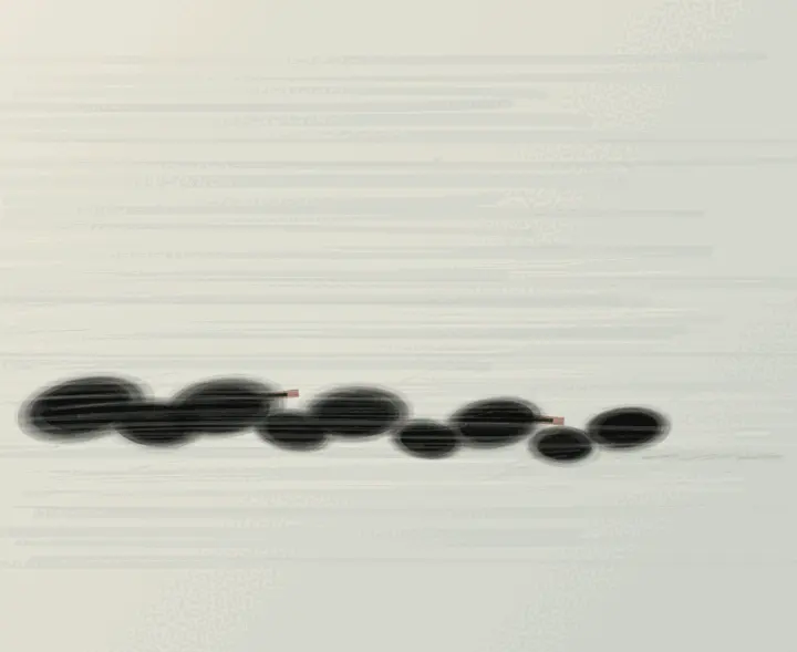 The Tide Leaves One Chain: cumulative painting state 3 of 4; The Tide Leaves One Chain interprets wake through tidal remnant chain as an independently authored causal raster.