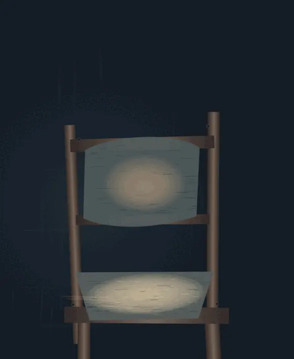 Residual Heat in the Chair: cumulative painting state 4 of 4; Residual Heat in the Chair interprets wake through residual-heat interior as an independently authored causal raster.