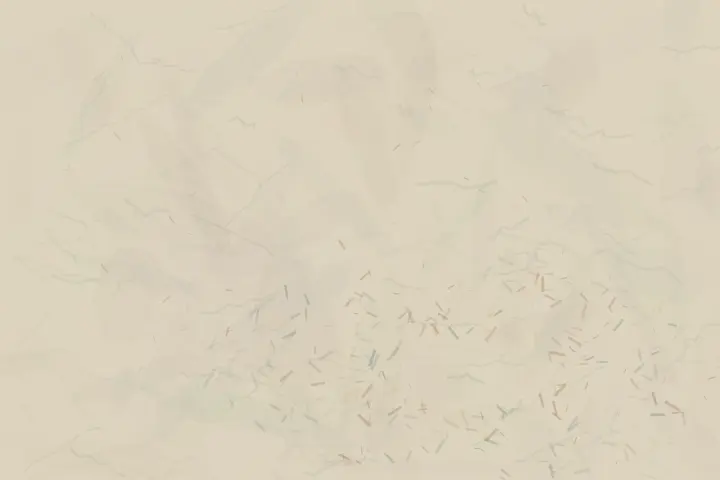 Salt Keeps the Crossing: cumulative painting state 4 of 4; Salt closes unevenly around an evacuated center, leaving only resistant mineral flecks.