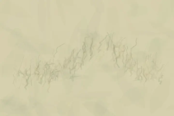 Bent Meadow: cumulative painting state 2 of 4; A pale meadow bends locally under an absent animal weight without drawing the body.