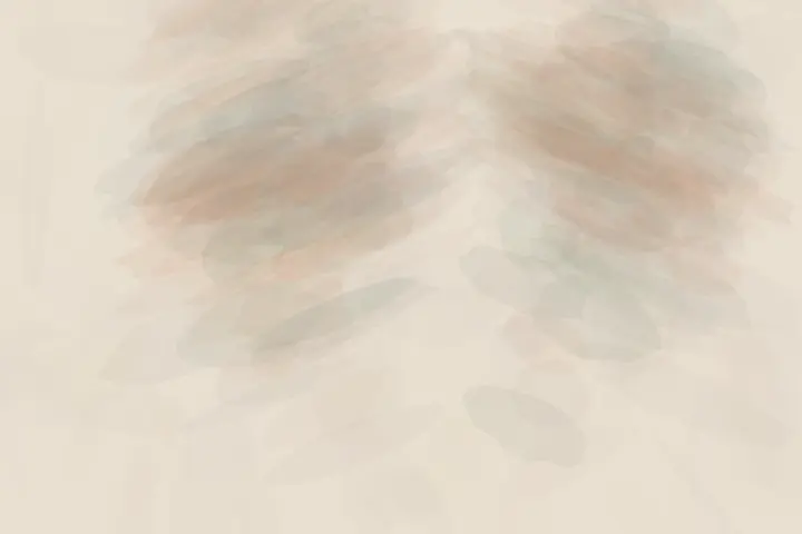 The Air Forgives Unevenly: cumulative painting state 2 of 4; Warm and cool pressure recede unequally from a room made lighter by forgiveness.