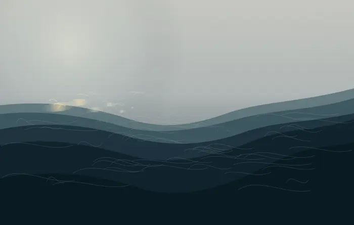 Voice Silt at the Closing Bend: cumulative painting state 3 of 4; Voice Silt at the Closing Bend makes the prompt “The river closes behind a voice.” visible through a distinct causal wake, retained material consequence, and asymmetric field hierarchy.