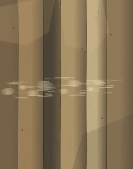 Floorboards Keep the Last Note: cumulative painting state 3 of 4; Floorboards Keep the Last Note makes the prompt “A hymn surviving in the floorboards.” visible through a distinct causal wake, retained material consequence, and asymmetric field hierarchy.