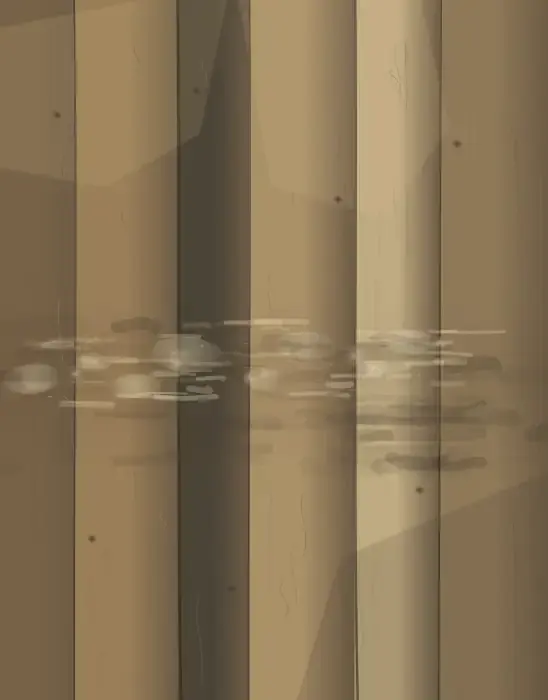 Floorboards Keep the Last Note: cumulative painting state 4 of 4; Floorboards Keep the Last Note makes the prompt “A hymn surviving in the floorboards.” visible through a distinct causal wake, retained material consequence, and asymmetric field hierarchy.