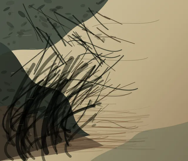 The Forest’s Unoccupied Center makes the prompt “The forest grows around an absence.” visible through a distinct causal wake, retained material consequence, and asymmetric field hierarchy.