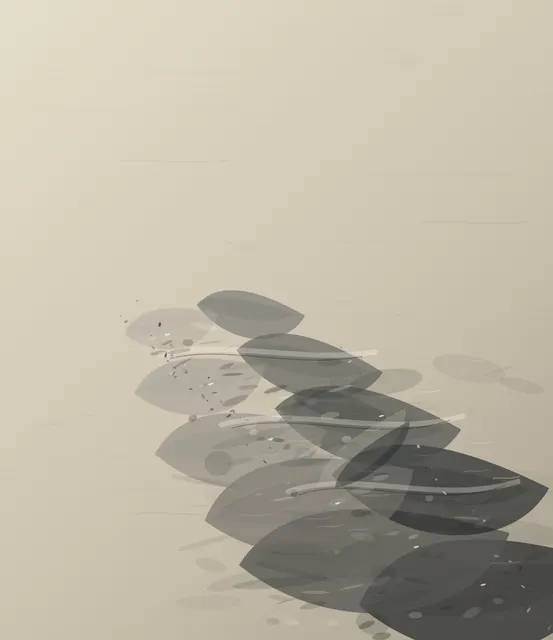 The Wind’s Sorting Table makes the prompt “Ash arranges itself after wind.” visible through a distinct causal wake, retained material consequence, and asymmetric field hierarchy.