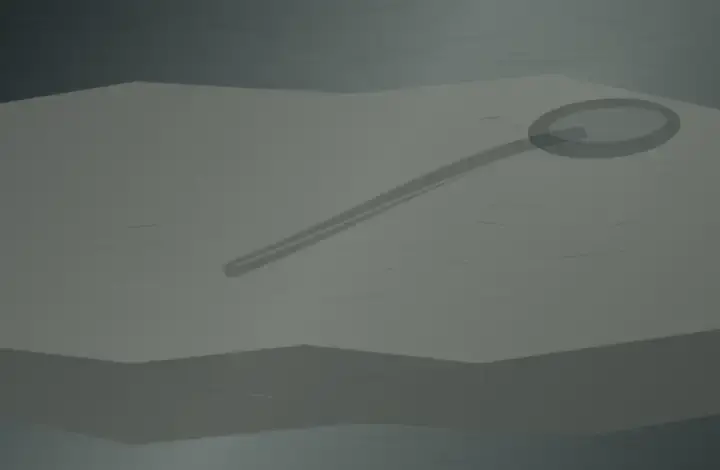 Temper Laid Down: cumulative painting state 2 of 4; A cropped sword lies low on cool stone, interrupted by linen wraps and a cloth-covered point beside a basin, runnel, and repaired nick.